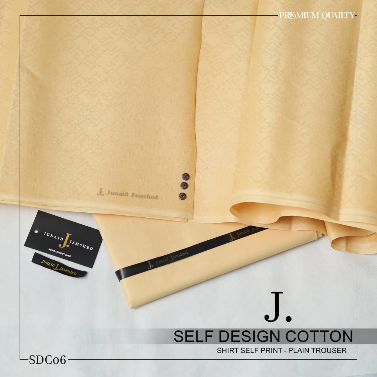 J. Self Design Cotton Shirt - Plain Trouser for Men