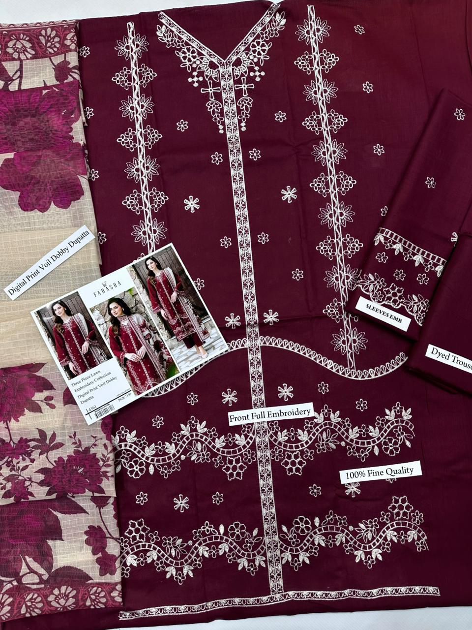 FARASHA LAWN WITH DIGITAL PRINT VOIL DOBBY DUPATTA