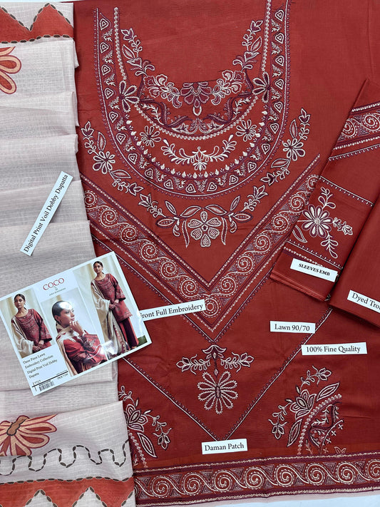 COCO By ZARA SHAHJAHAN 3 Piece Lawn With Digital Print Voil Dobby Dupatta