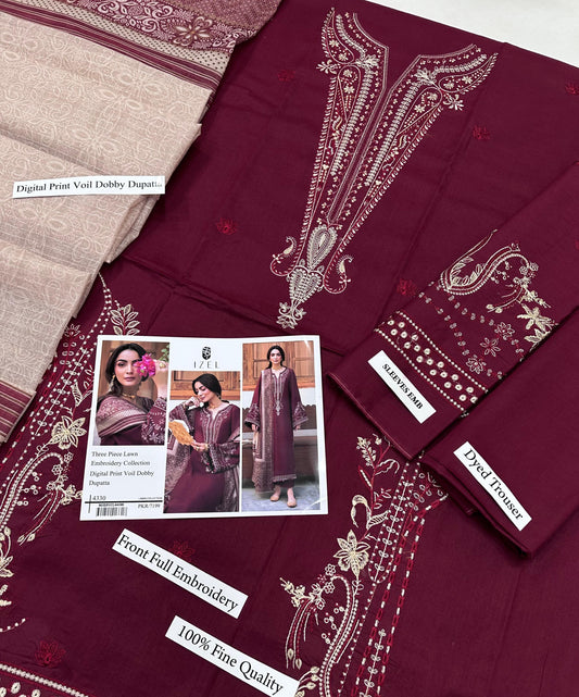 IZEL 3 Piece Lawn With Digital Print Viol Dobby Dupatta