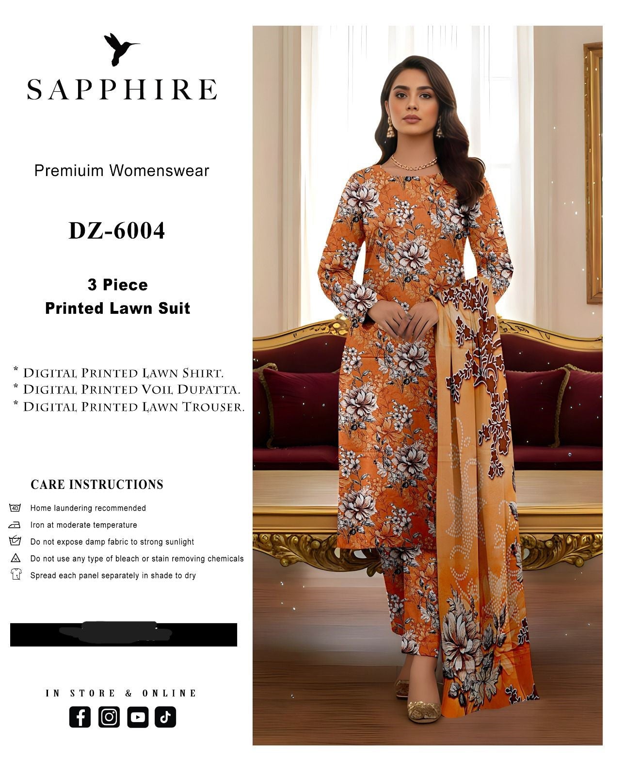 Sapphire 3 Piece Airjet Unstitched Lawn