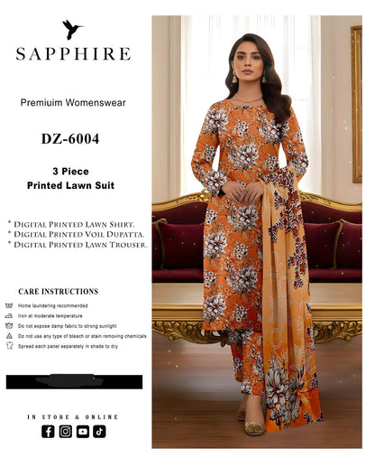 Sapphire 3 Piece Airjet Unstitched Lawn