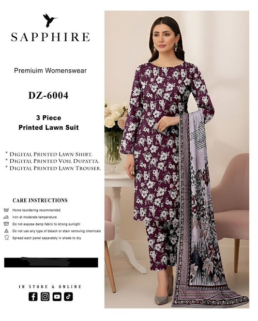 Sapphire 3 Piece Airjet Unstitched Lawn