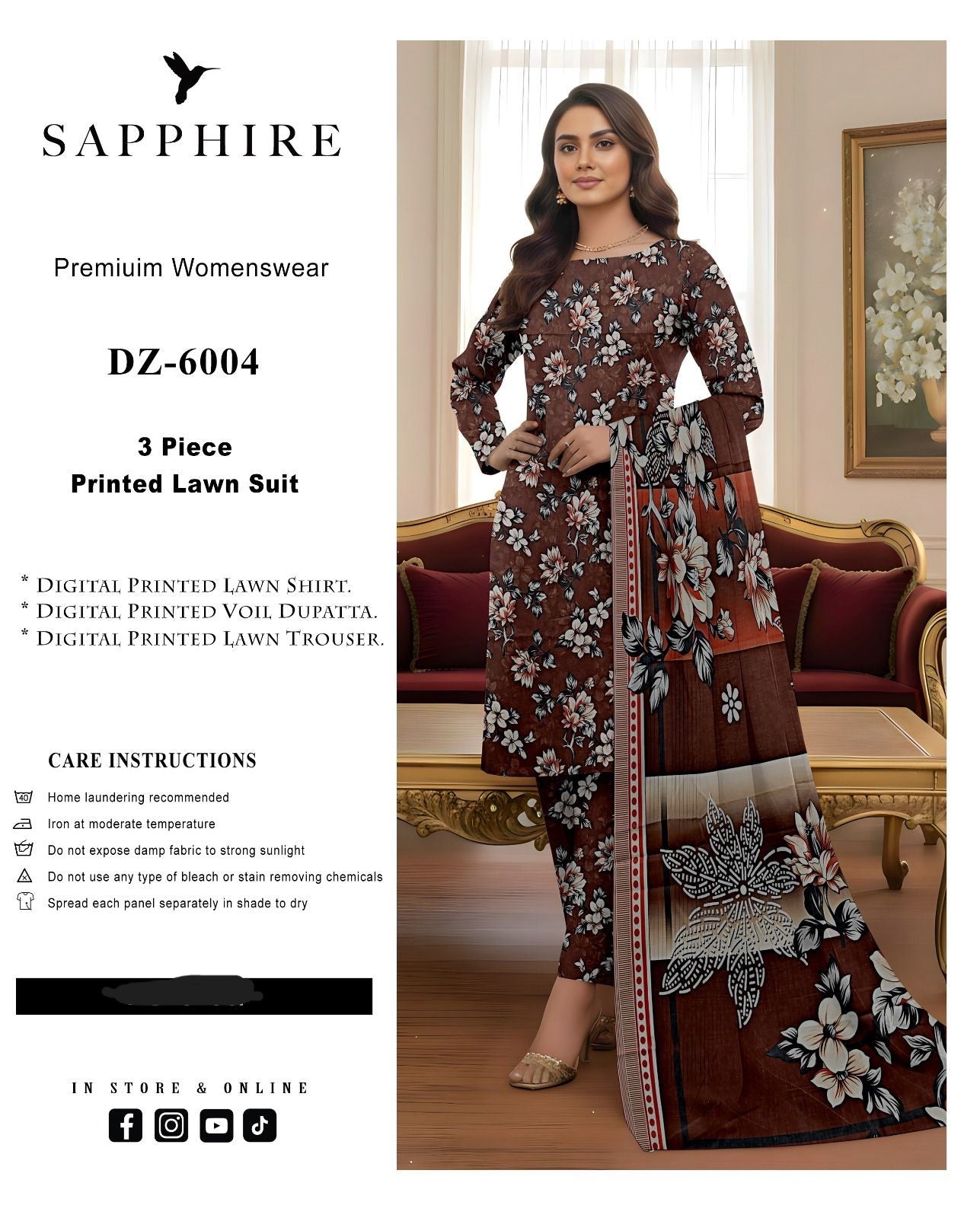 Sapphire 3 Piece Airjet Unstitched Lawn