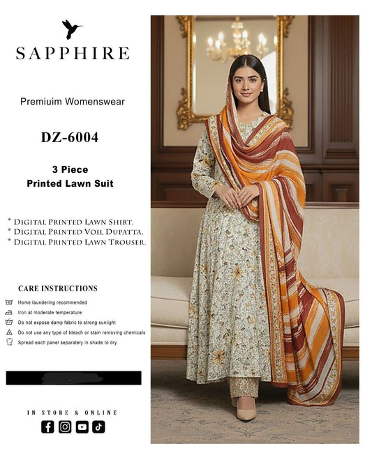 Sapphire 3 Piece Airjet Unstitched Lawn