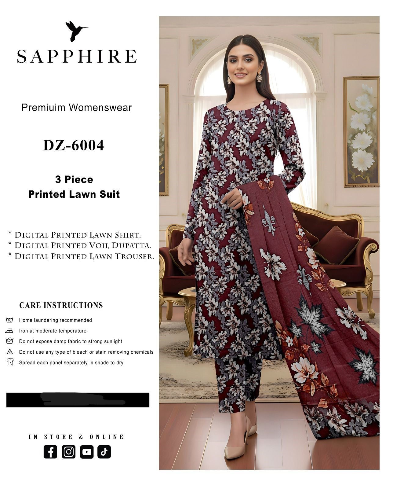 Sapphire 3 Piece Airjet Unstitched Lawn