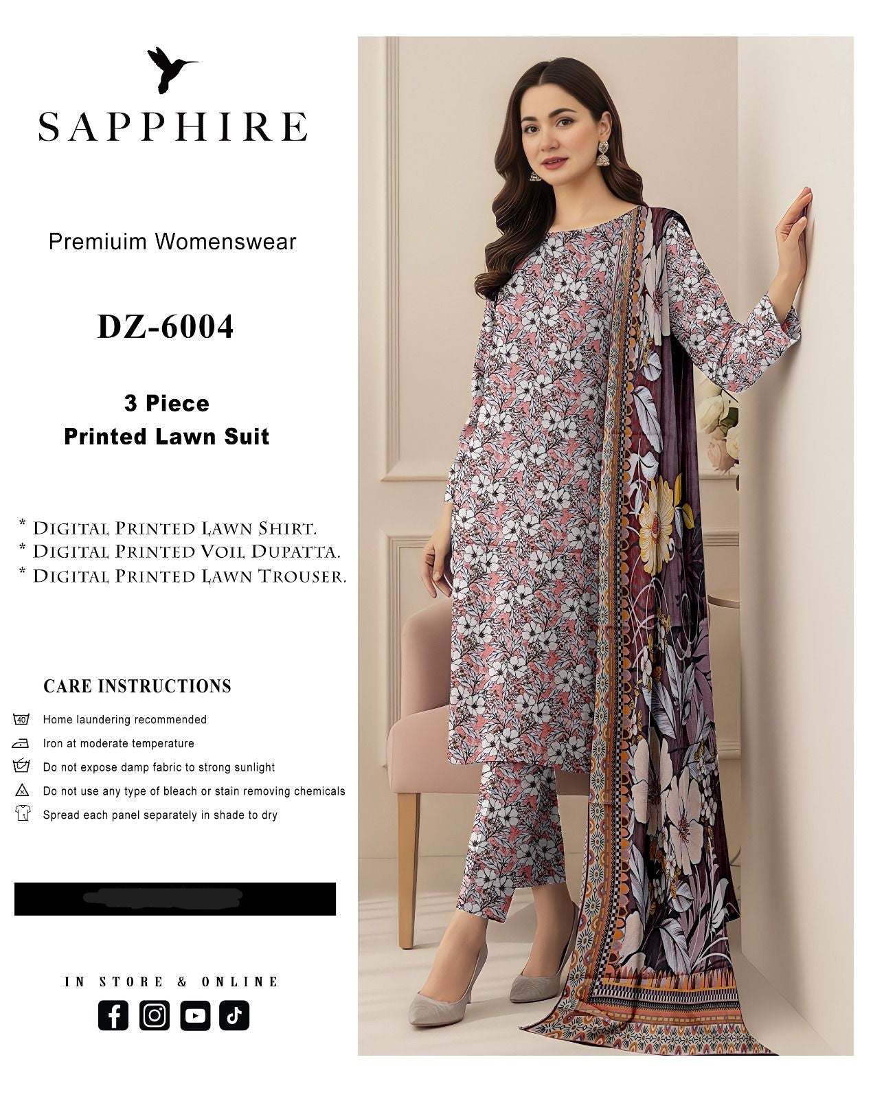 Sapphire 3 Piece Airjet Unstitched Lawn