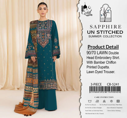 Sapphire 3 Piece Unstitched Lawn