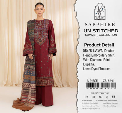 Sapphire 3 Piece Unstitched Lawn