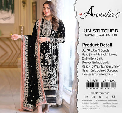 Aneelas 3 Piece Airjet Heavy Embroidered Lawn