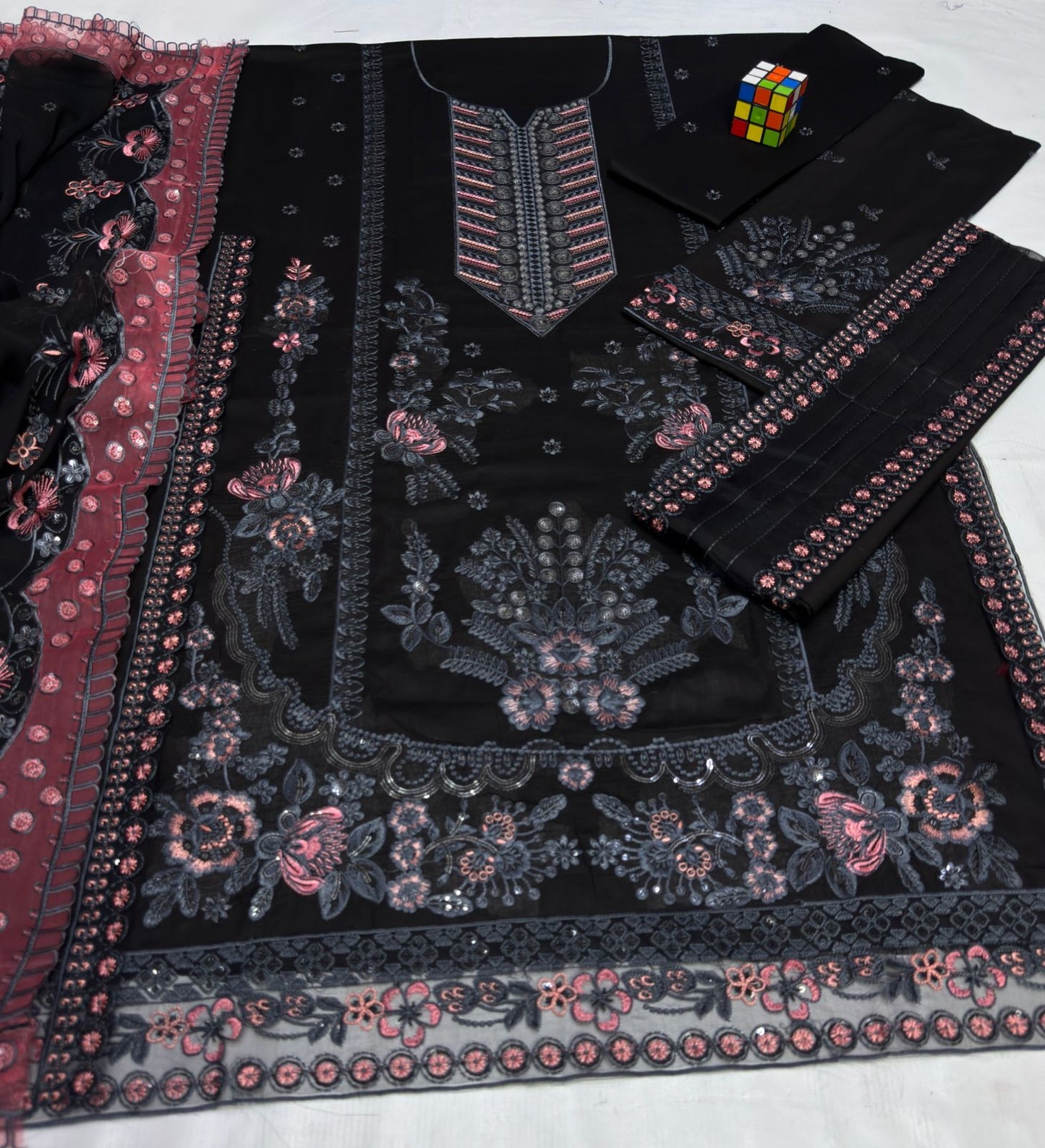 Aneelas 3 Piece Airjet Heavy Embroidered Lawn