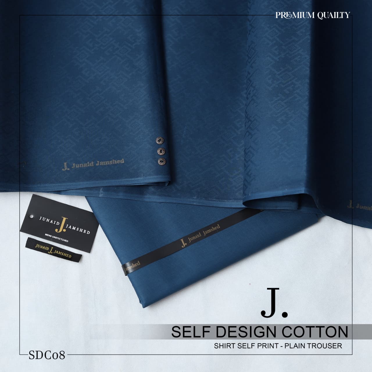 J. Self Design Cotton Shirt - Plain Trouser for Men
