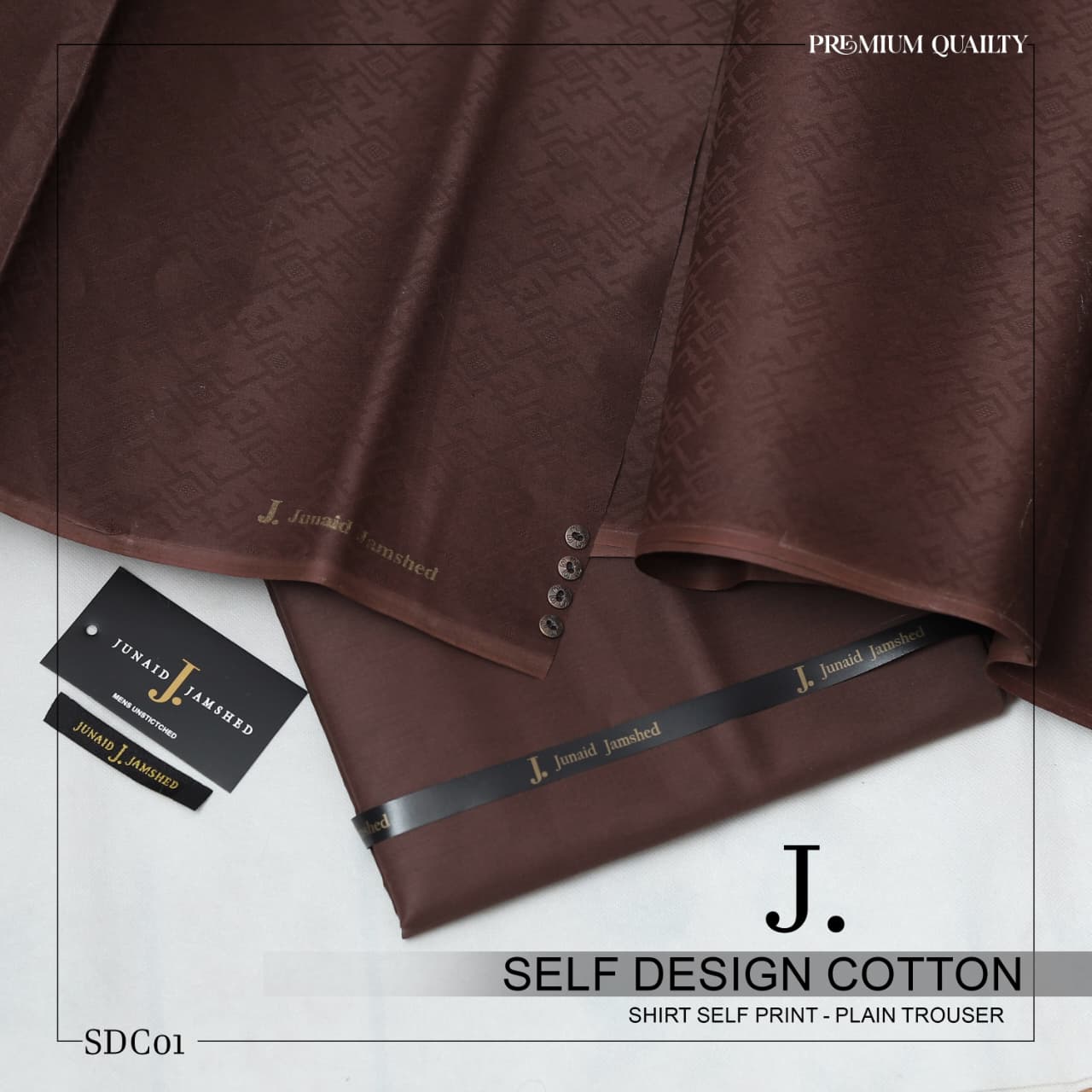 J. Self Design Cotton Shirt - Plain Trouser for Men