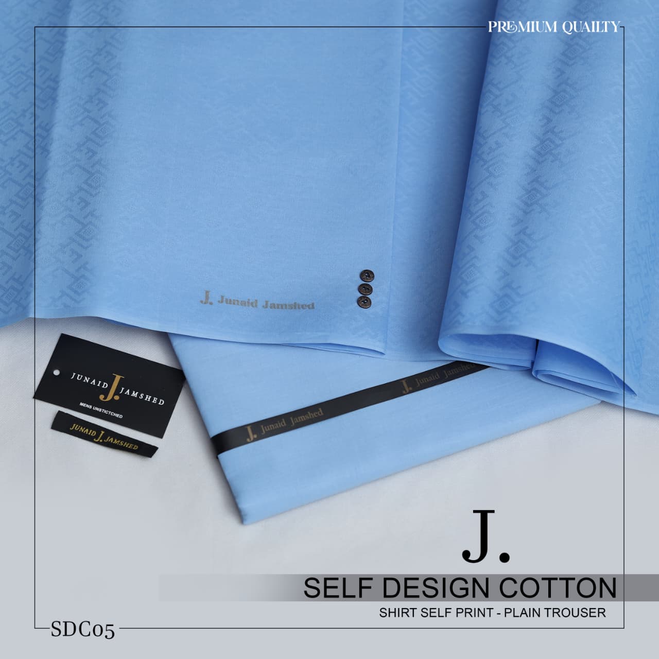 J. Self Design Cotton Shirt - Plain Trouser for Men