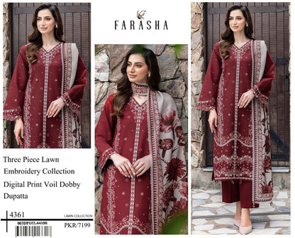 FARASHA LAWN WITH DIGITAL PRINT VOIL DOBBY DUPATTA