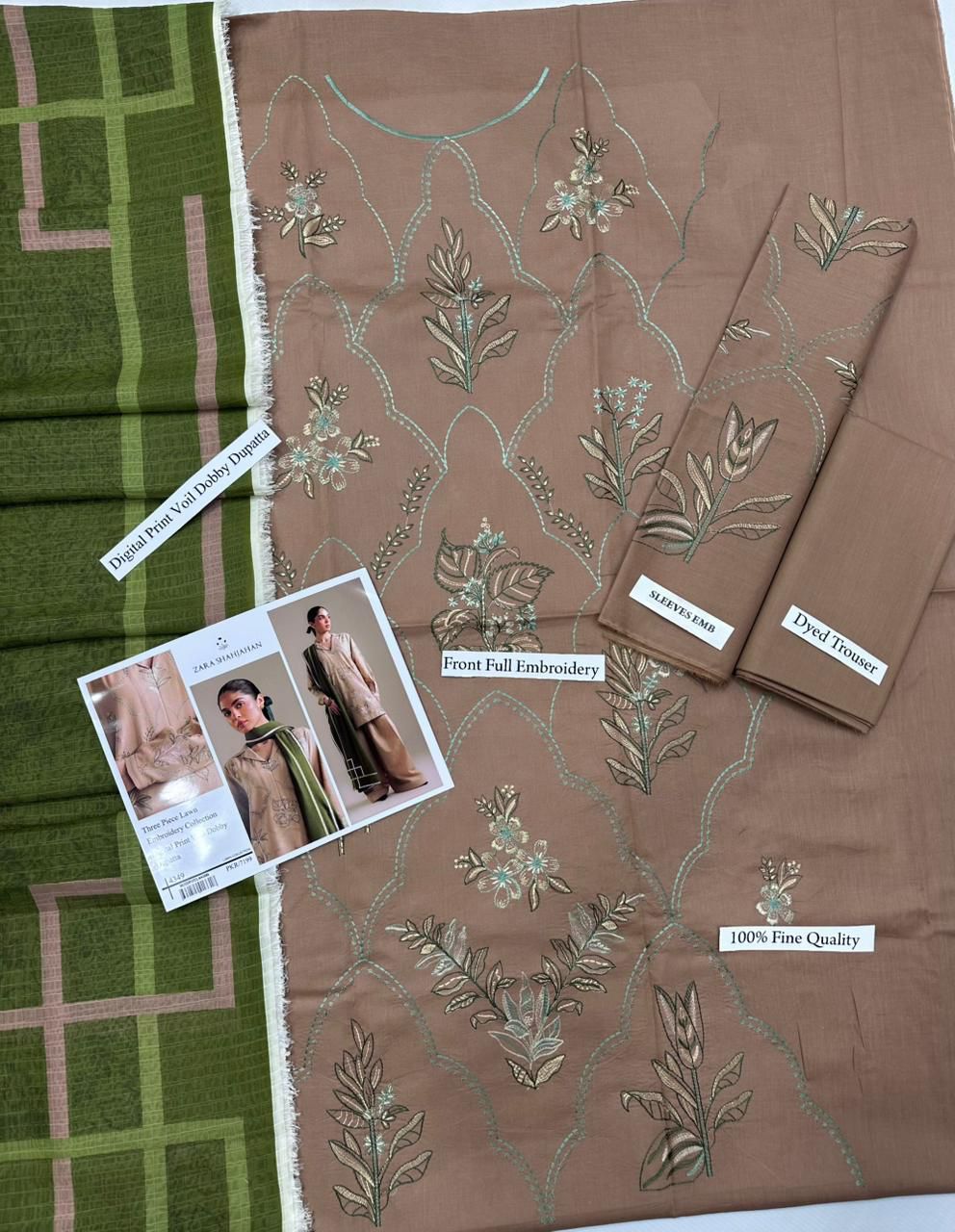 ZARA SHAHJAHAN  3 Piece Lawn With Digital Print Voil Dobby Dupatta