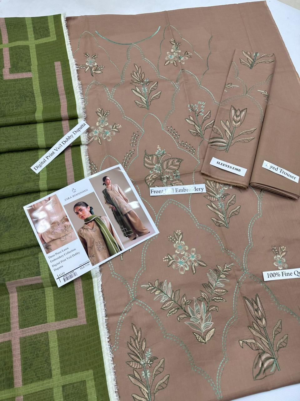 ZARA SHAHJAHAN  3 Piece Lawn With Digital Print Voil Dobby Dupatta