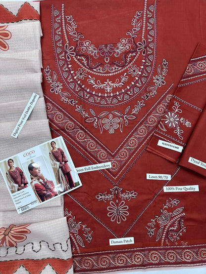 COCO By ZARA SHAHJAHAN 3 Piece Lawn With Digital Print Voil Dobby Dupatta