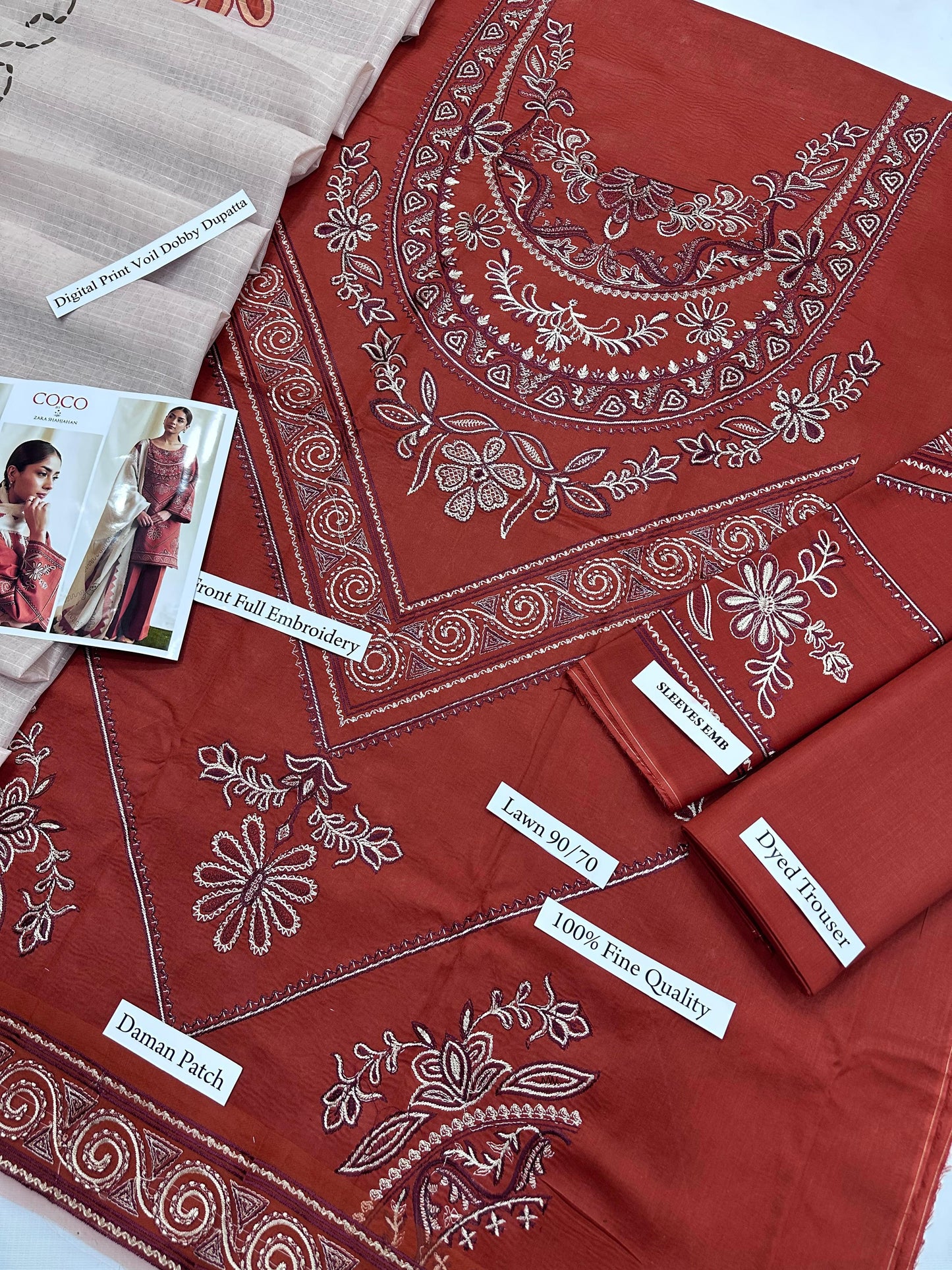 COCO By ZARA SHAHJAHAN 3 Piece Lawn With Digital Print Voil Dobby Dupatta