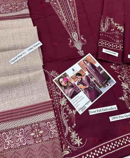 IZEL 3 Piece Lawn With Digital Print Viol Dobby Dupatta