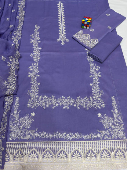 Crimson 3 Piece Unstitched Best Quality Airjet Lawn 90/70