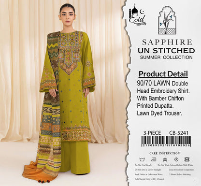 Sapphire 3 Piece Unstitched Lawn